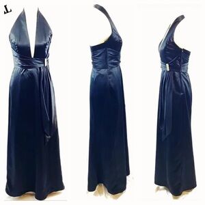 David's Bridal Black Halter Neck Formal  Prom Bridesmaid Dress size 6